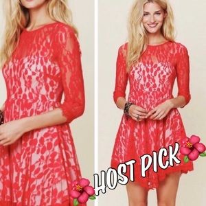 👗Free People Floral Mesh Lace Dress